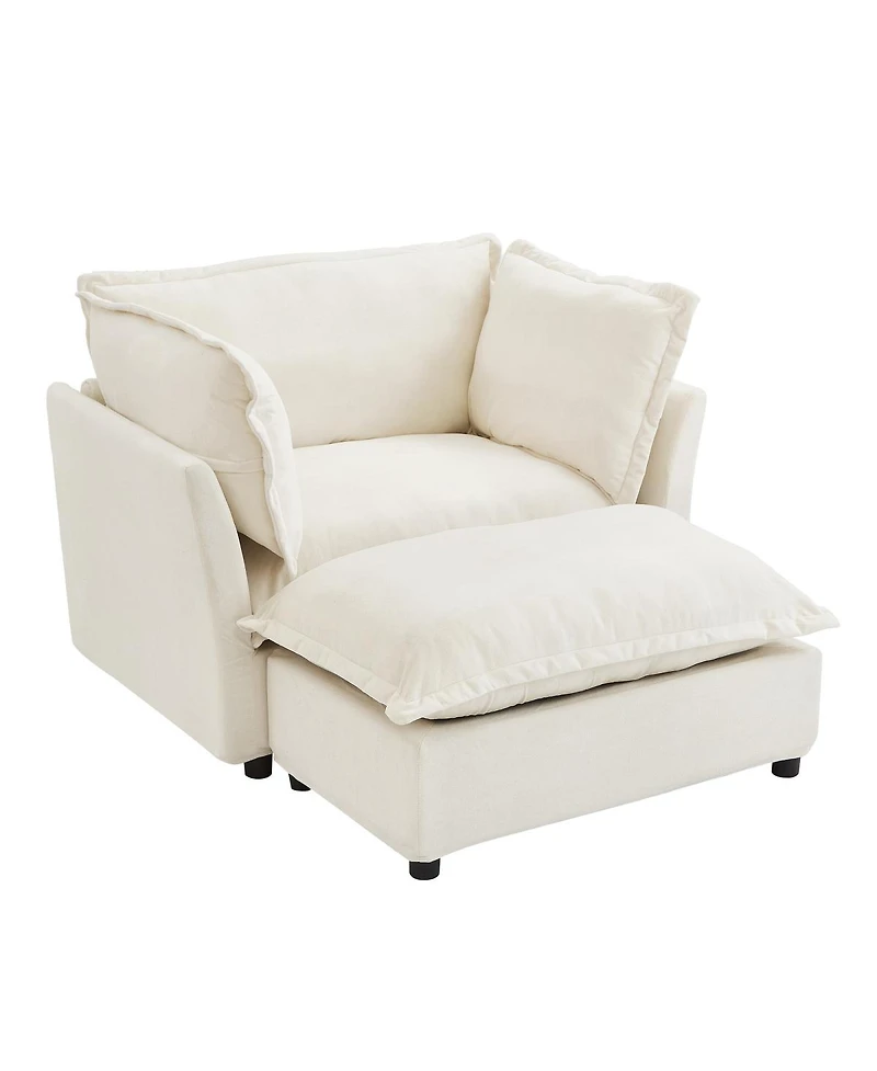 Streamdale Furniture Modern Armchair Sofa with Movable Ottoman and Soft Pillows