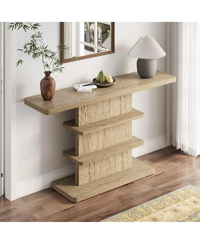Streamdale Furniture 63" Vintage Narrow Console Table with 2-Tier Open Storage Shelves