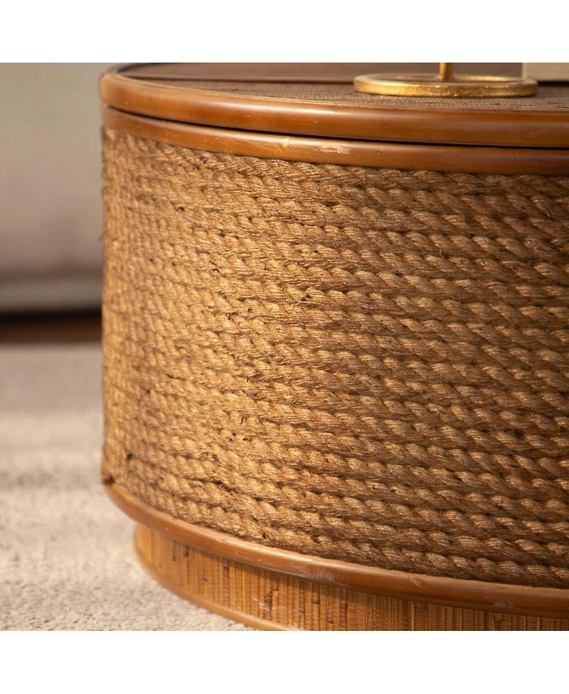 Streamdale Furniture Round Rattan Coffee Table with Lift-Off Lid Storage