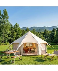 Streamdale Furniture 14.8feet x 9.2feet Spacious 600D Oxford All-Season Bell Tent with Roll-Up Walls