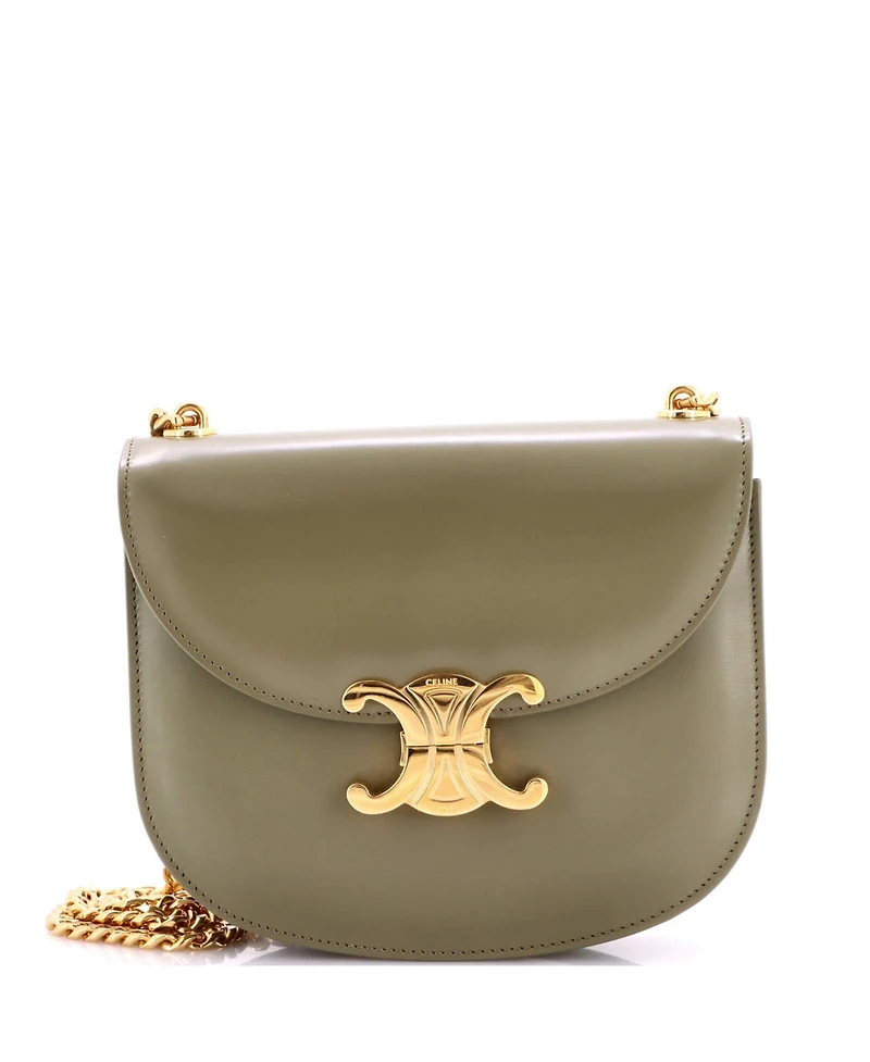 Pre-Owned Celine Triomphe Besace Clea Chain Flap Bag Leather