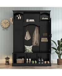Streamdale Furniture Modern All-in-One Arched Hall Tree with Storage Bench and 7 Hooks