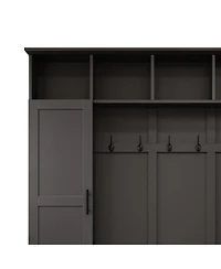 Streamdale Furniture 3-in-1 Farmhouse Hall Tree with Storage Bench and 6 Hooks, 55"W