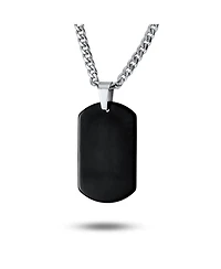 Bling Jewelry Men's Dog Tag Pendant Necklace Plain Blank Stainless Steel 24 Inch Chain