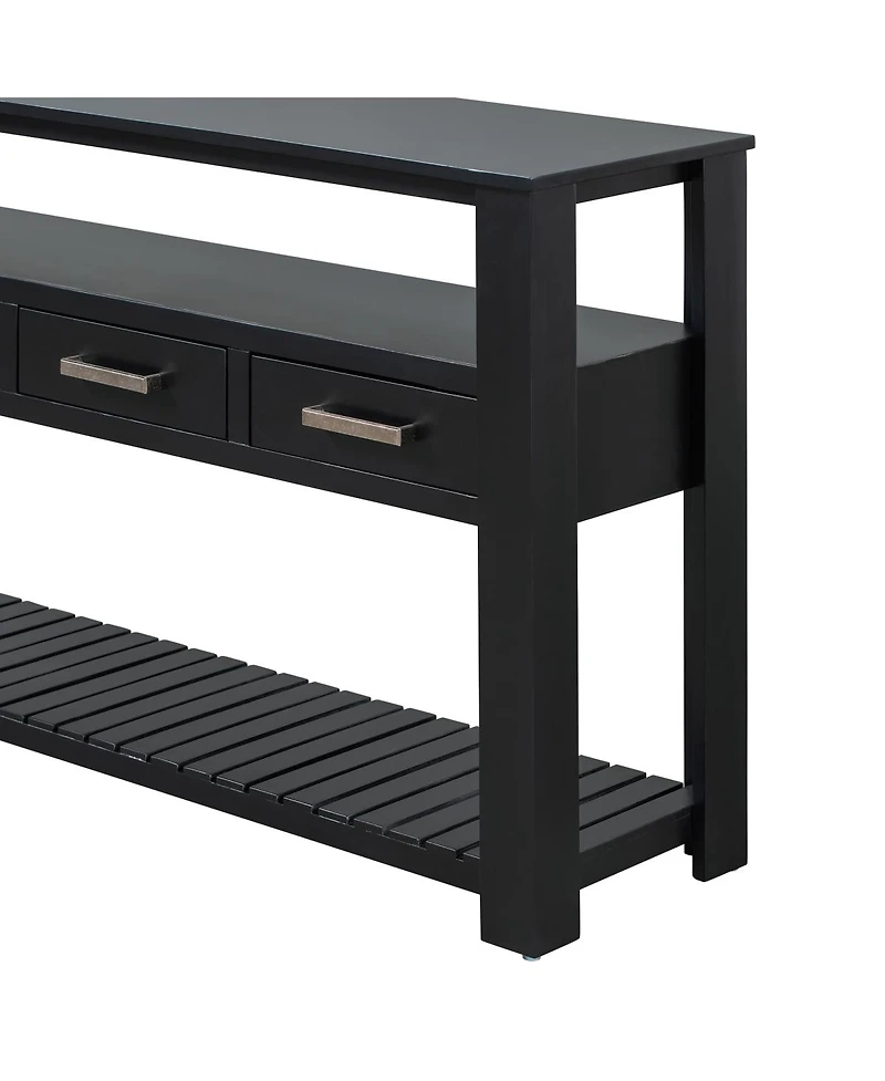 Streamdale Furniture 61.5'' Large 4-Drawer Console Table with 3-Tier Open Shelves