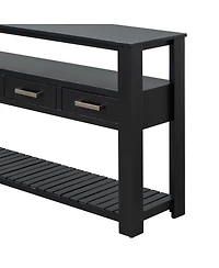 Streamdale Furniture 61.5'' Large 4-Drawer Console Table with 3-Tier Open Shelves