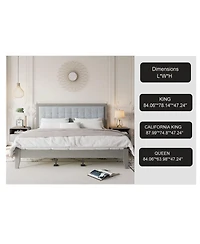 Streamdale Furniture Solid Wood Platform Upholstered Headboard California Bed