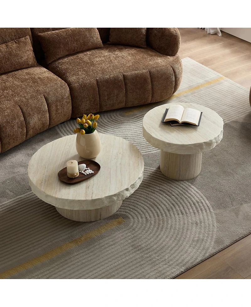 Streamdale Furniture Set of 2 Faux Mars Textural Pattern Coffee Tables, No Assembly Required
