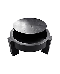 Streamdale Furniture 33'' Round Coffee Table with Hidden Storage, Wabi-Sabi Wood Accent Table