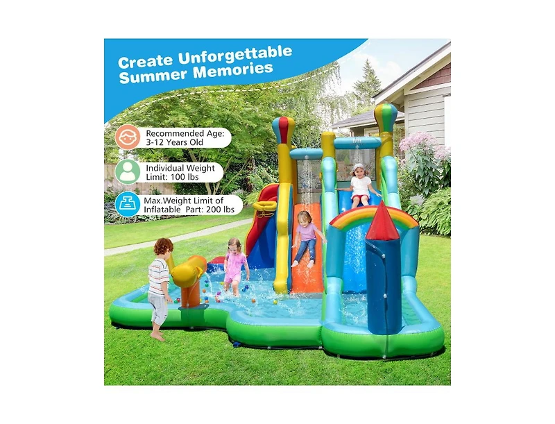 Slickblue Kids Giant Bounce House Water Slide Park with 950W Blower
