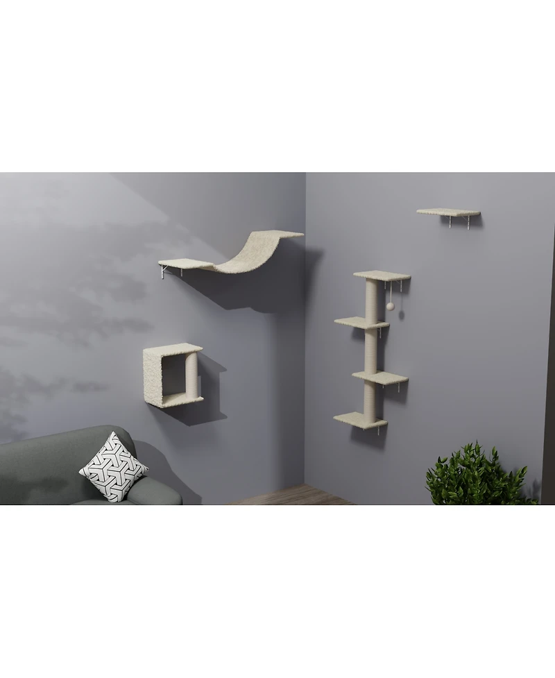 Streamdale Furniture Modern Wall-Mounted Cat Furniture - 4 pieces