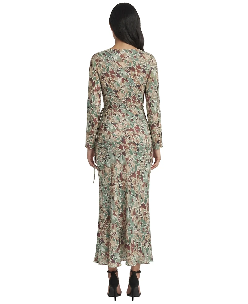Donna Morgan Women's Boat Neck Long Sleeve Fitted Midi Dress