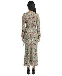 Donna Morgan Women's Boat Neck Long Sleeve Fitted Midi Dress