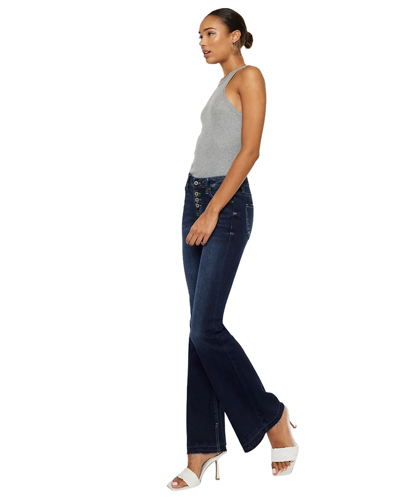 KanCan Women's Lurice Mid Rise Flare Jeans