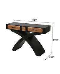 Streamdale Furniture Ashwood Veneered Cross-Leg Console Table with Two Drawers