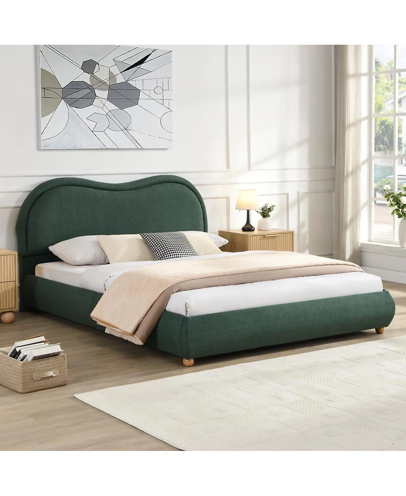 Streamdale Furniture Upholstered Platform Bed with Curved Headboard