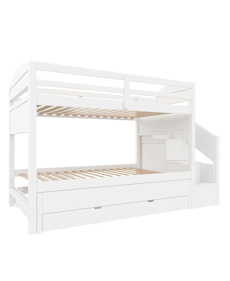 Streamdale Furniture Bed with Trundle, Storage Drawers, Staircase, and Wardrobe