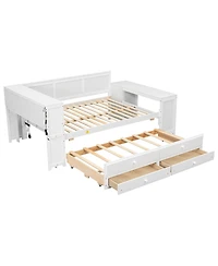 Streamdale Furniture Daybed with Storage, Trundle, Desk, Led and Charging Station