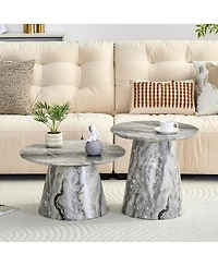 Streamdale Furniture Mid-Century Modern Nested Round Coffee and Side Table Set