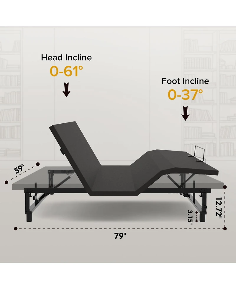 Streamdale Furniture Bed Base with Wireless Remote, Usb Ports and Zero Gravity