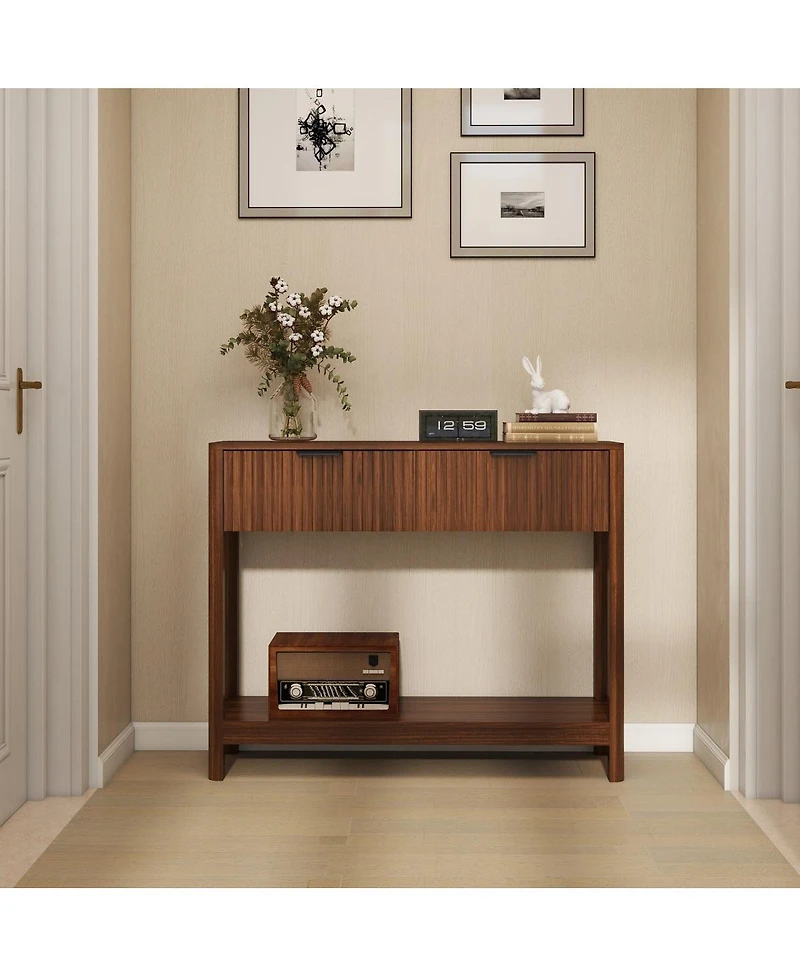 Streamdale Furniture Mid-Century Modern Fluted 2-Drawer Console Table