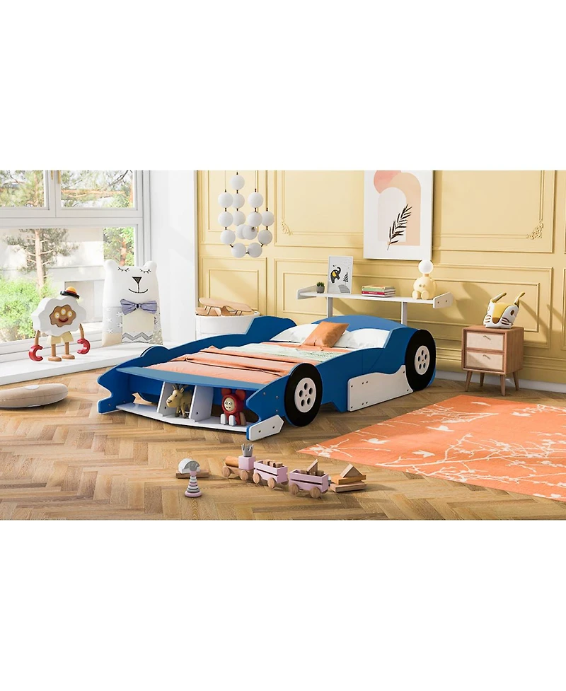 Streamdale Furniture Race Car-Shaped Platform Bed with Wheels