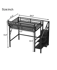 Streamdale Furniture Loft Bed with Stairs, Storage Shelves, and Wardrobe