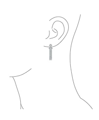 Bling Jewelry Elegant Bridal Cubic Zirconia Cz Linear Art Deco Statement Asian Motif Column Chandelier Earrings