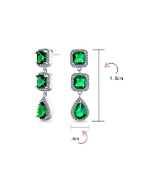 Bling Jewelry Cocktail Fashion Cubic Zirconia Halo Emerald Green Cz Large Statement Teardrop Chandelier Earrings