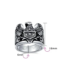Bling Jewelry Men's Statement Bald Eagle Signet Ring Biker Patriotic Oxidized .925 Sterling Silver
