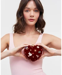 Fable England Women's Velvet Embroidered Heart Jewellery Box