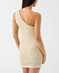 Guess Women's Alicia Sleeveless One-Shoulder Crochet Flower Mesh Stitch Dress