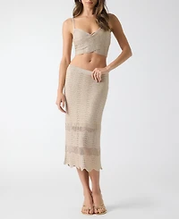 Guess Women's Olivia Pointelle Sequin Sleeveless Crop Top