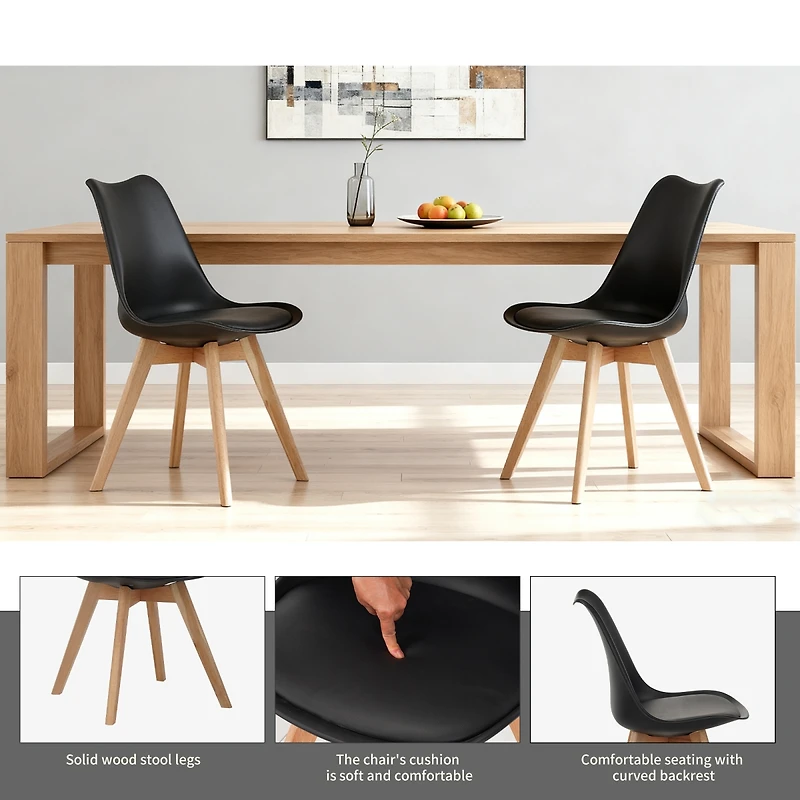 Streamdale Furniture Set of 4 Mid-Century Modern Dining Chairs with Wooden Legs