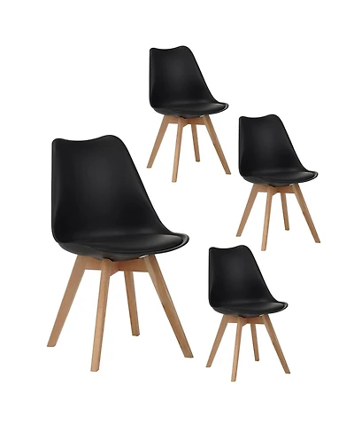 Streamdale Furniture Set of 4 Mid-Century Modern Dining Chairs with Wooden Legs