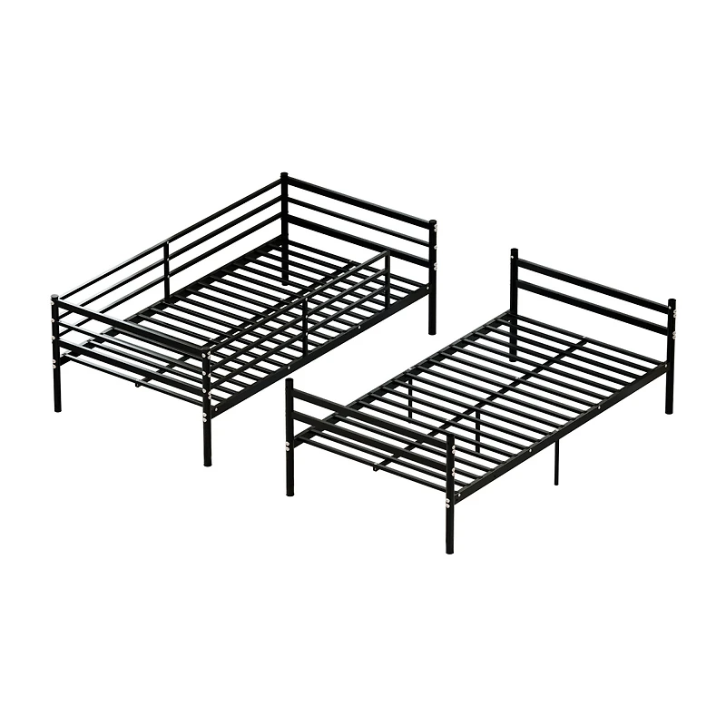 Streamdale Furniture Heavy-Duty Metal Bunk Bed with Guardrail and Ladder