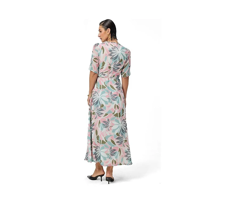 Reistor Women's Floral Print A-Line Wrap Maxi Dress