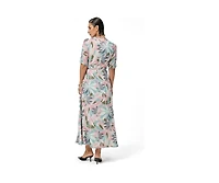 Reistor Women's Floral Print A-Line Wrap Maxi Dress
