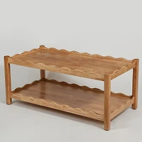 Streamdale Furniture Modern 2-Tier Rectangular Coffee Table with Storage Shelf and Rubberwood Legs