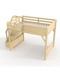 Streamdale Furniture Solid Wood Loft Bed with Wardrobe, Storage, and Stairs