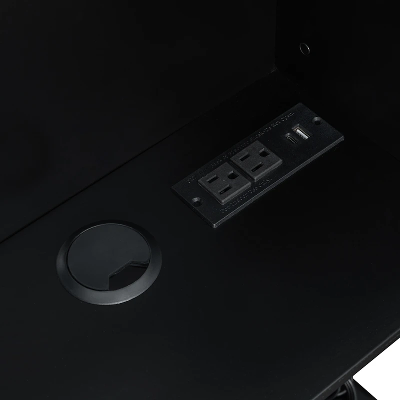 Streamdale Furniture Bed with Led Lights, Usb Ports, Storage Shelves and 2 Drawers