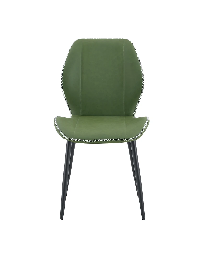 Streamdale Furniture Set Retro Olive Green Pu Dining Chairs with Metal Legs
