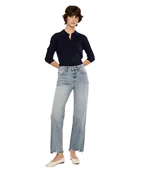 KanCan Women's High Rise Slim Wide Leg Jeans