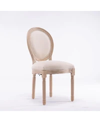 Streamdale Furniture French Style Linen Oval Back Dining Chairs, Set of 2