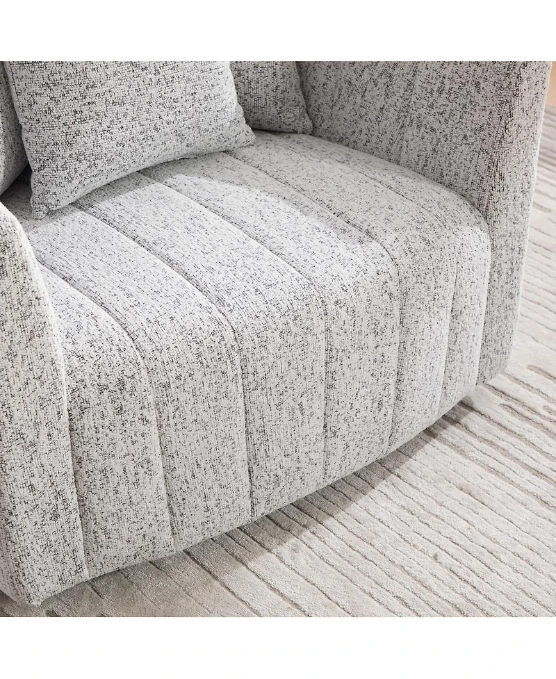 Streamdale Furniture Swivel Barrel Chair and Half with Storage Ottoman, Chenille Tufted Armchair