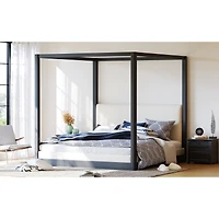 Streamdale Furniture Canopy Platform Bed with Upholstered Headboard