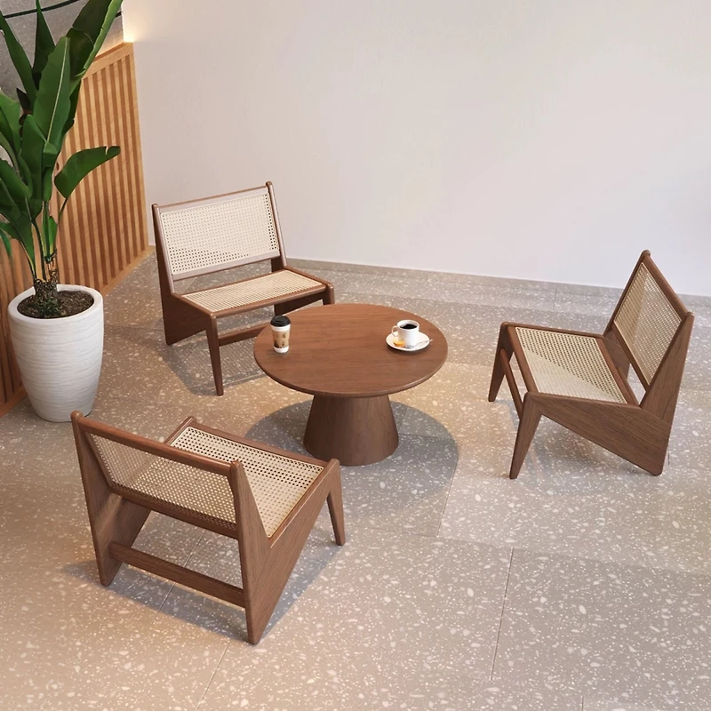 Streamdale Furniture Mid-Century Rattan Accent Chair - Walnut