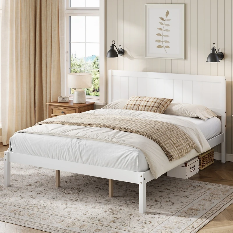 Streamdale Furniture Bed Frame with Headboard, Wood Slats