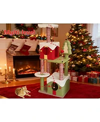 Streamdale Furniture 54-Inch Multi-Level Cat Tree Tower with Dual Condos and Scratching Posts
