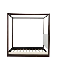 Streamdale Furniture Wood Canopy Platform Bed with Upholstered Headboard